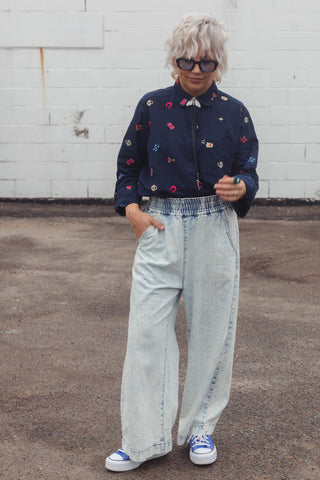 Navy Button Up - Motif