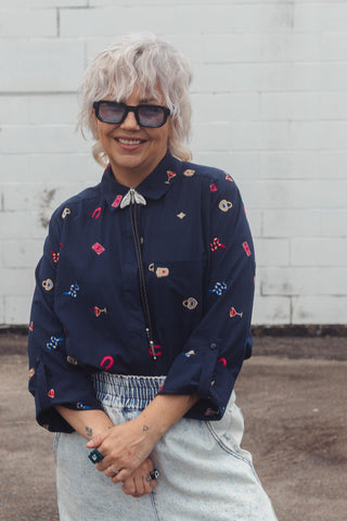 Navy Button Up - Motif