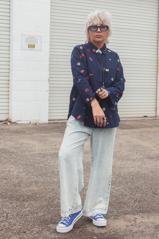 Navy Button Up - Motif