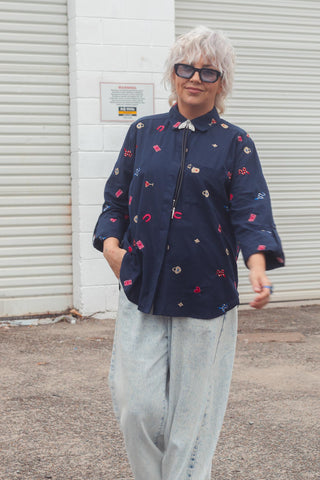 Navy Button Up - Motif