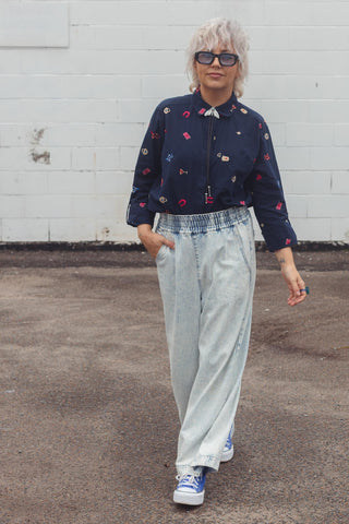 Navy Button Up - Motif