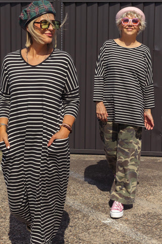 Nova Maxi - Mini Stripe Black & White