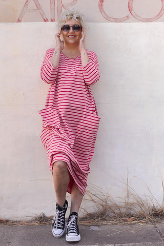Nova Maxi - Mini Stripe Pink & Red