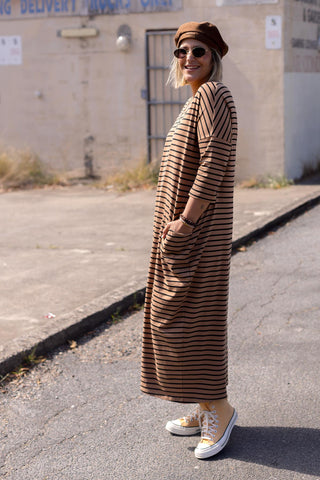 Nova Maxi - Mini Stripe Tan & Black