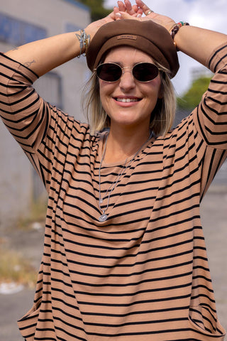 Nova Maxi - Mini Stripe Tan & Black