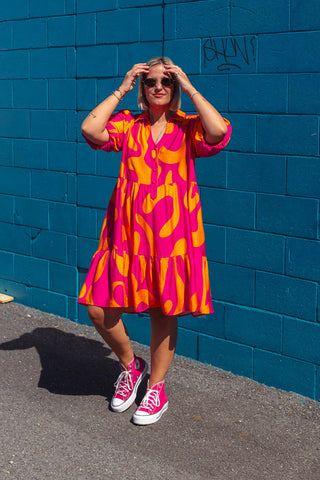 Peggy Dress - Neon Pink