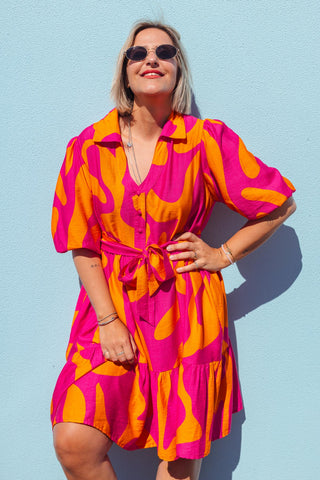 Peggy Dress - Neon Pink