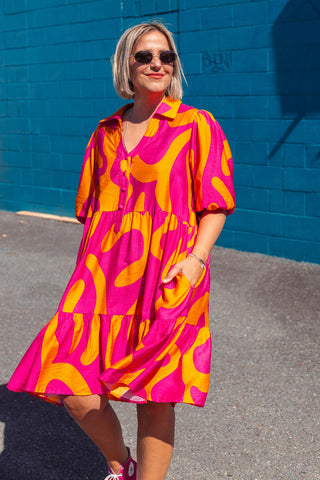 Peggy Dress - Neon Pink