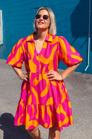 Peggy Dress - Neon Pink