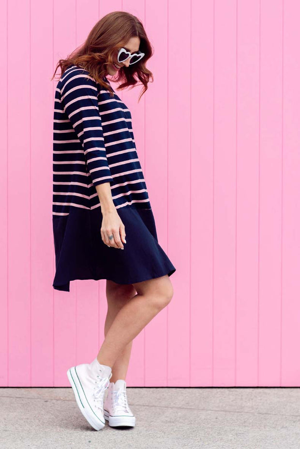 Piper Dress - Pink/Navy
