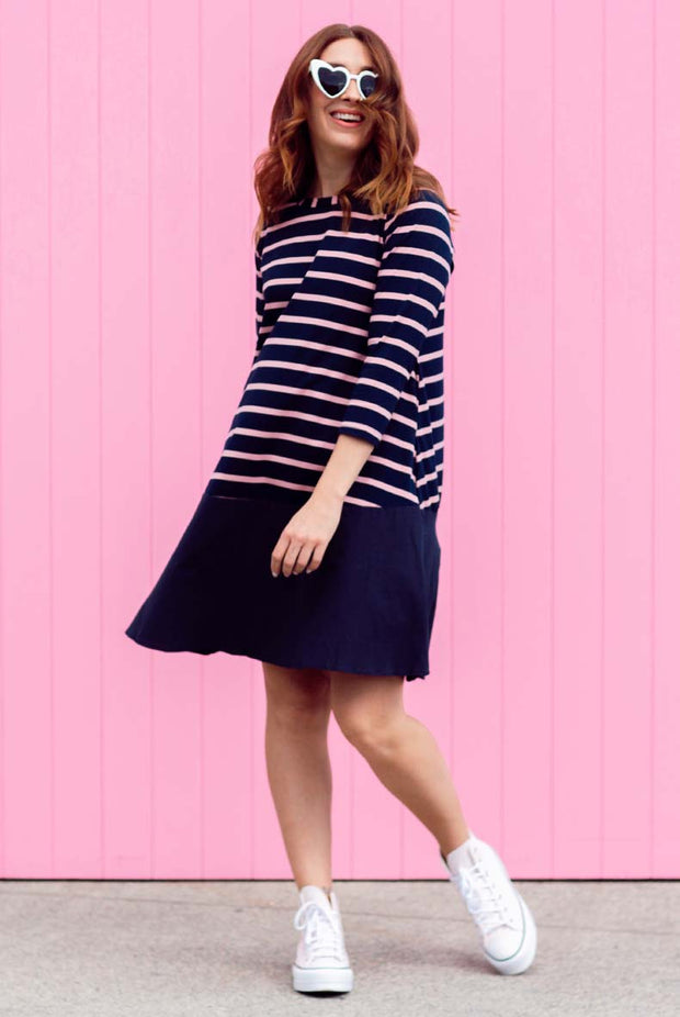 Piper Dress - Pink/Navy