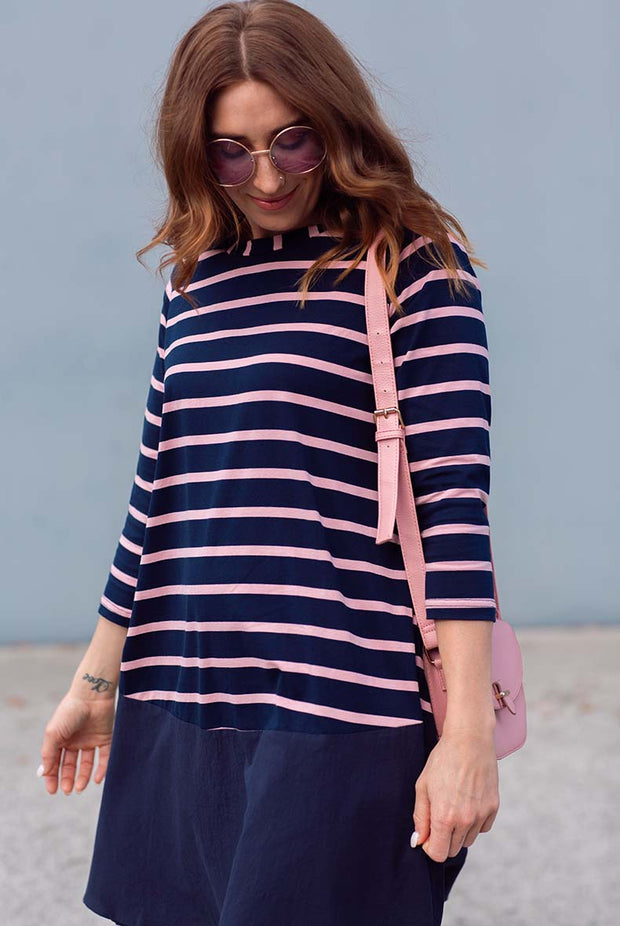 Piper Dress - Pink/Navy