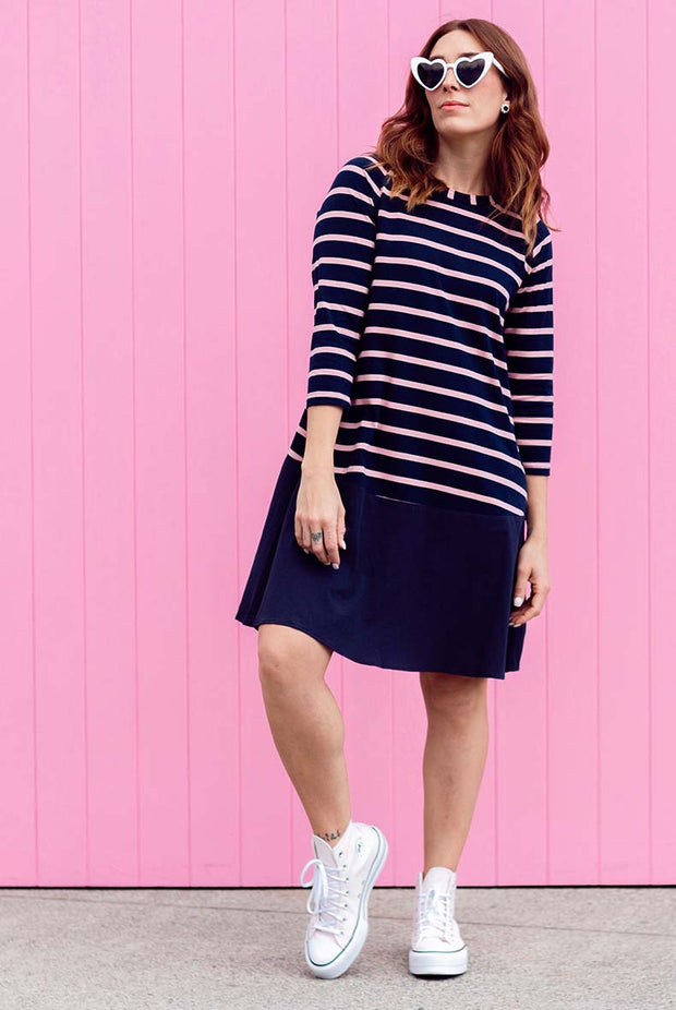 Piper Dress - Pink/Navy