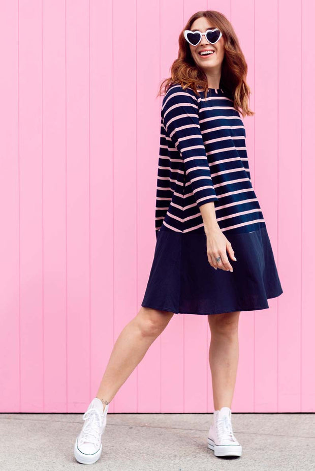 Piper Dress - Pink/Navy