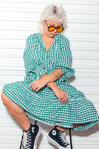 Priya Dress - Green Check
