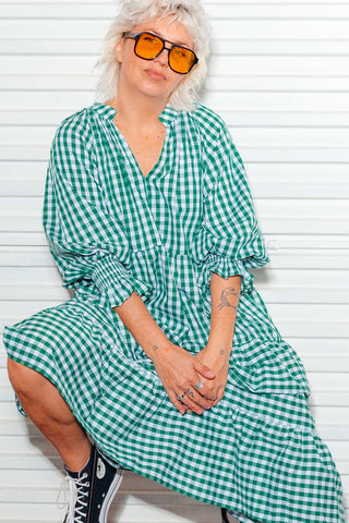 Priya Dress - Green Check