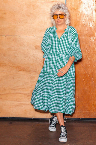 Priya Dress - Green Check
