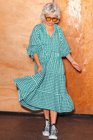 Priya Dress - Green Check