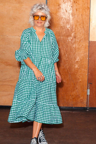 Priya Dress - Green Check