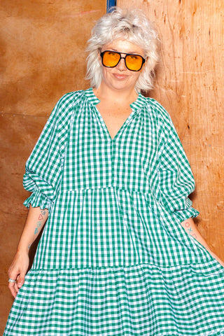 Priya Dress - Green Check