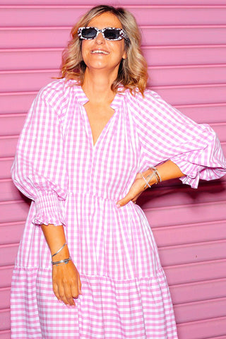 Priya Dress - Pink Check