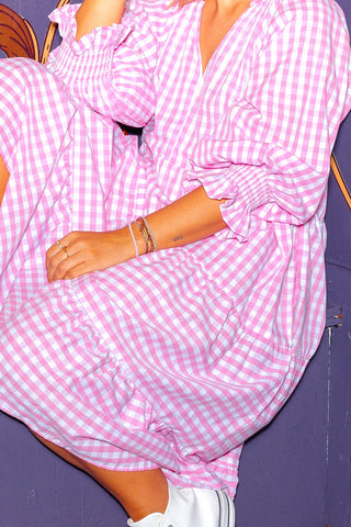 Priya Dress - Pink Check