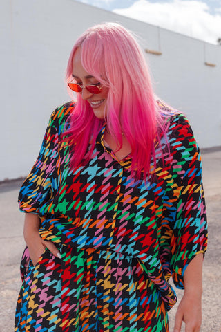 Brixton Shirt - Rainbow Houndstooth