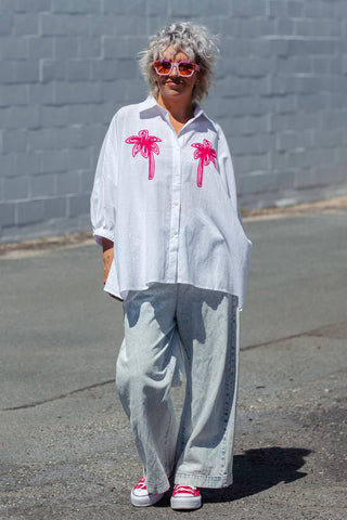 Raya Top - Pink Palms