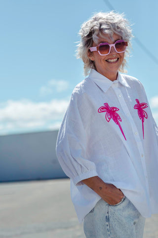 Raya Top - Pink Palms