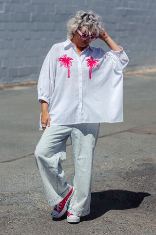 Raya Top - Pink Palms