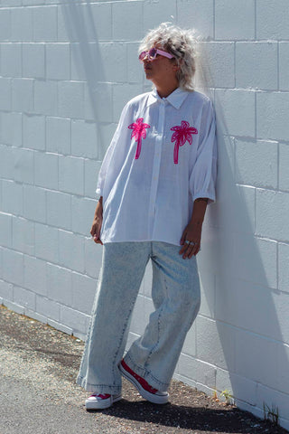 Raya Top - Pink Palms