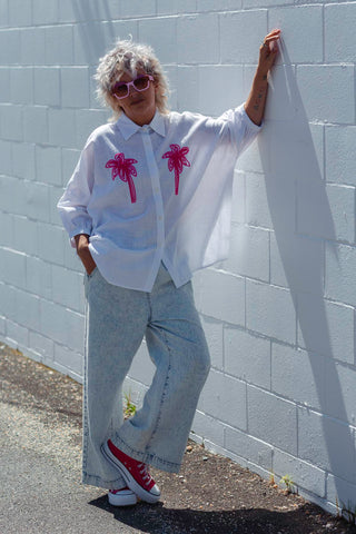 Raya Top - Pink Palms