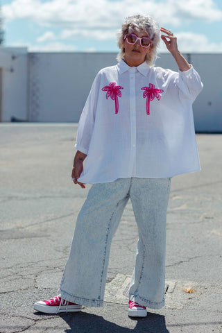 Raya Top - Pink Palms