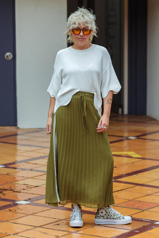 Ava Pleated Skirt - Khaki