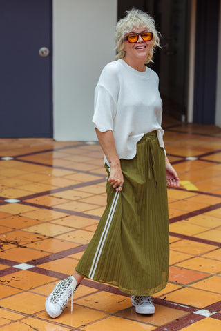 Ava Pleated Skirt - Khaki