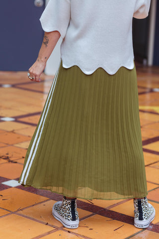 Ava Pleated Skirt - Khaki