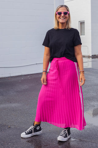 Ava Pleated Skirt - Hot Pink