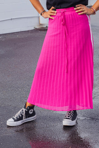 Ava Pleated Skirt - Hot Pink
