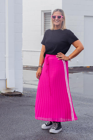 Ava Pleated Skirt - Hot Pink