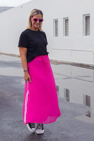 Ava Pleated Skirt - Hot Pink