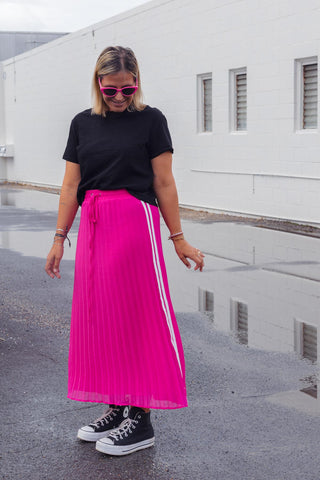 Ava Pleated Skirt - Hot Pink