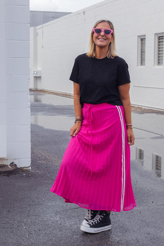 Ava Pleated Skirt - Hot Pink