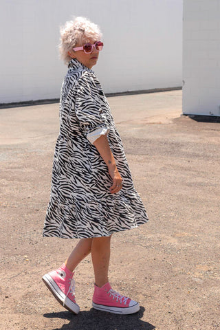SS Denim Dress - Zebra