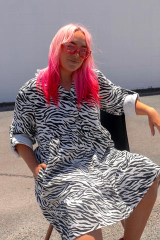SS Denim Dress - Zebra