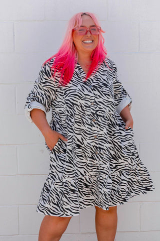 SS Denim Dress - Zebra