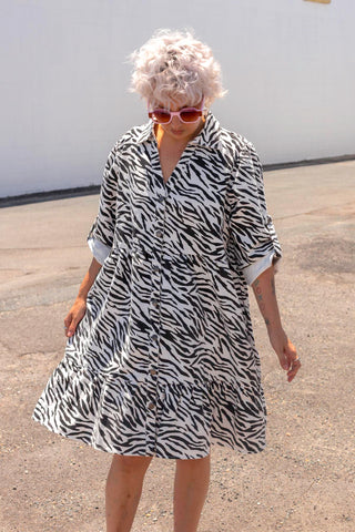 SS Denim Dress - Zebra
