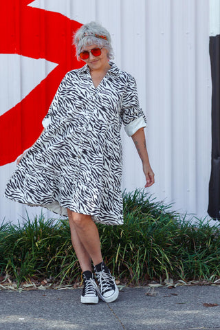 SS Denim Dress - Zebra