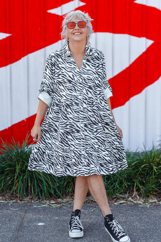 SS Denim Dress - Zebra