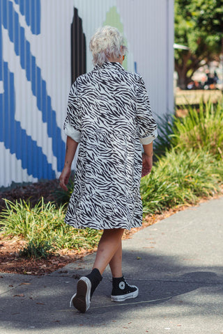 SS Denim Dress - Zebra
