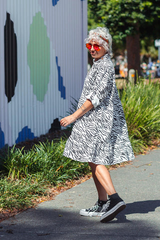 SS Denim Dress - Zebra